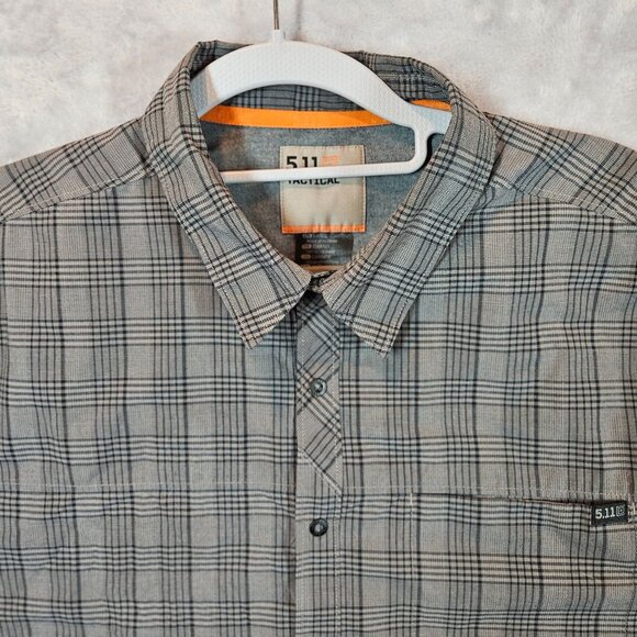 5.11 Tactical Gray Plaid Mens L Long Sleeve Snap close Shirt business casual - Picture 3 of 13